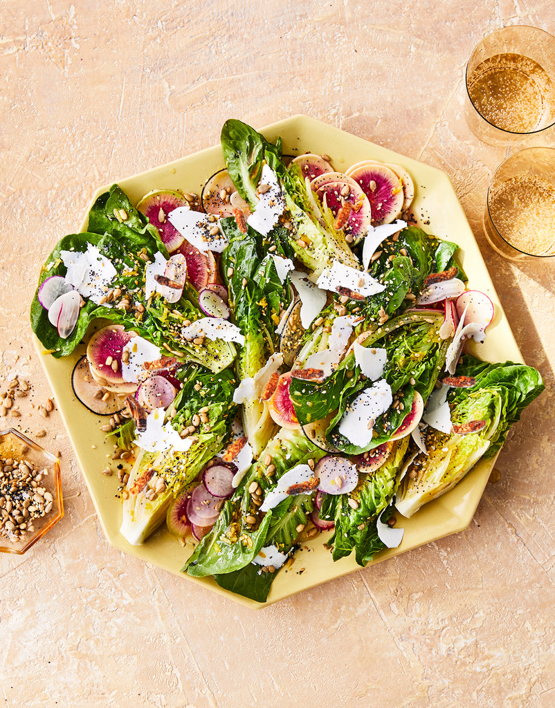 Little Gems and Radishes With Ricotta Salata, Seeds and Crunchy Crickets